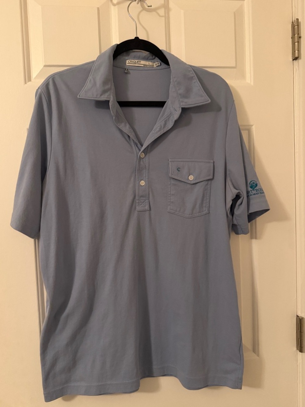 Criquet Light Blue Short Sleeve Polo with Chest Pocket